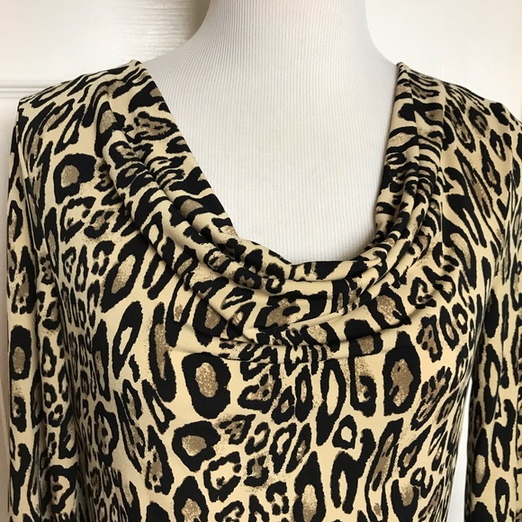 Madison Animal Print Cowl neck Top. Size S - Picture 3 of 6